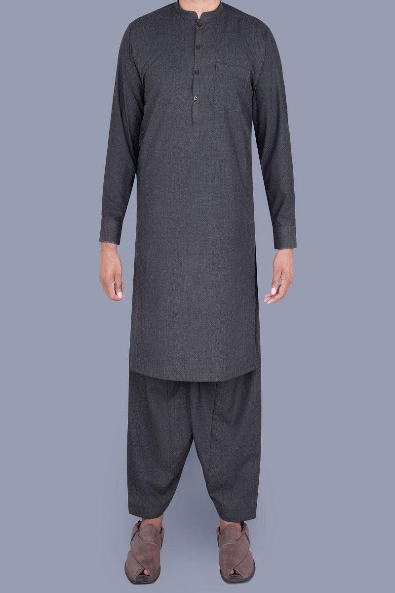 Uniworth - Charcoal Plain Kameez Shalwar - KS2233-2 - Studio by TCS