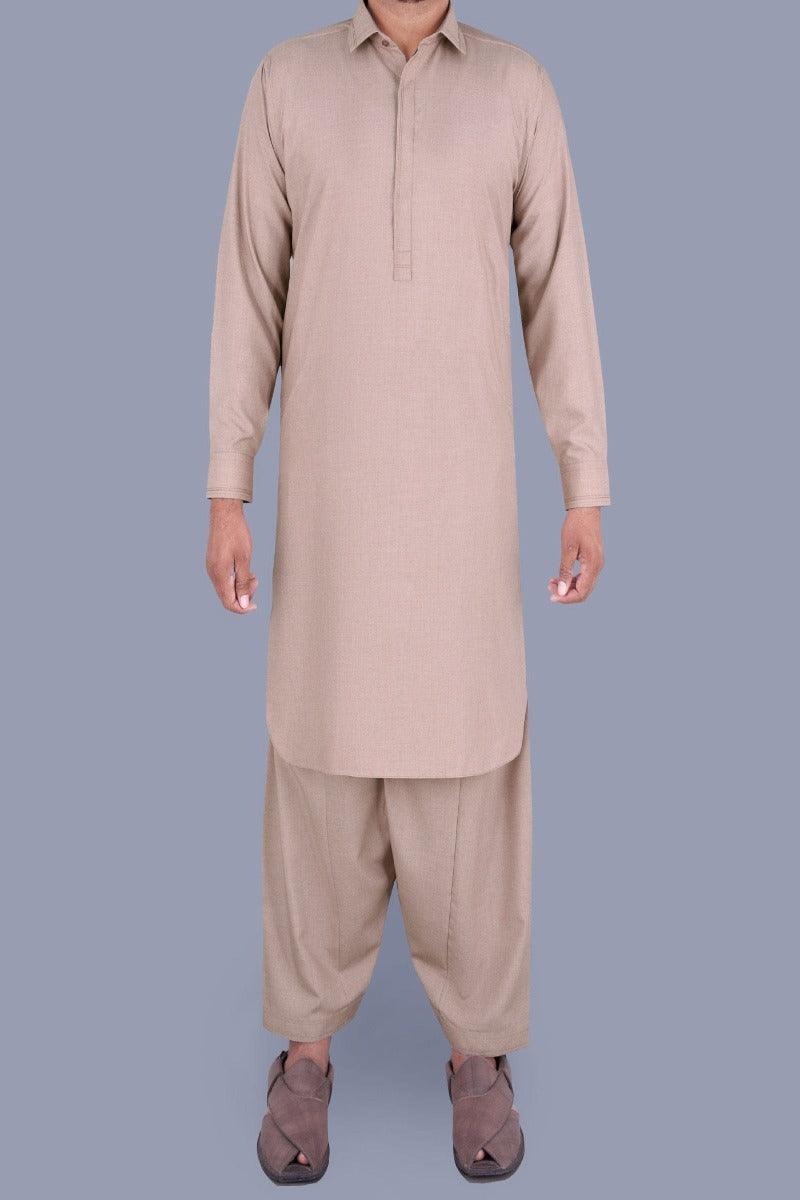 Uniworth - Beige Plain Kameez Shalwar - KS2236-5 - Studio by TCS