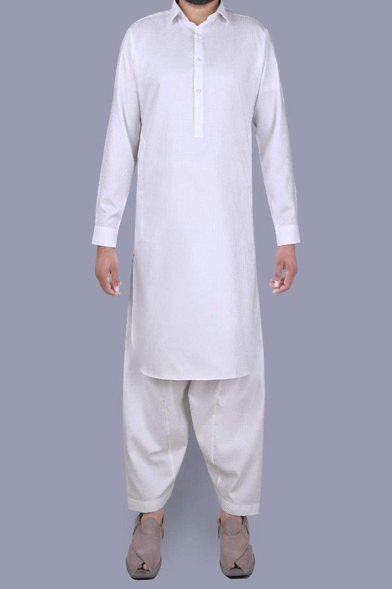 Uniworth - White Plain Kameez Shalwar - KS2244-2 - Studio by TCS