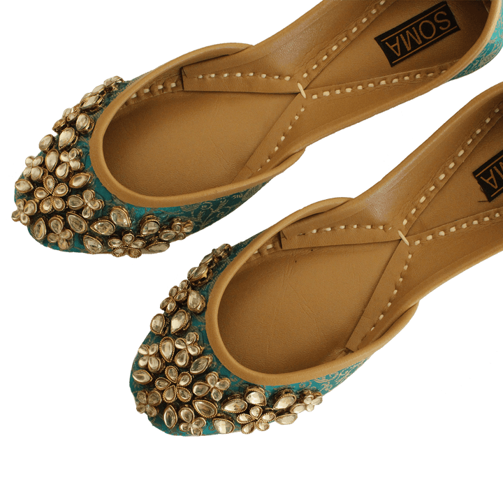 Soma - Kundan Green Hand Crafted Footwear