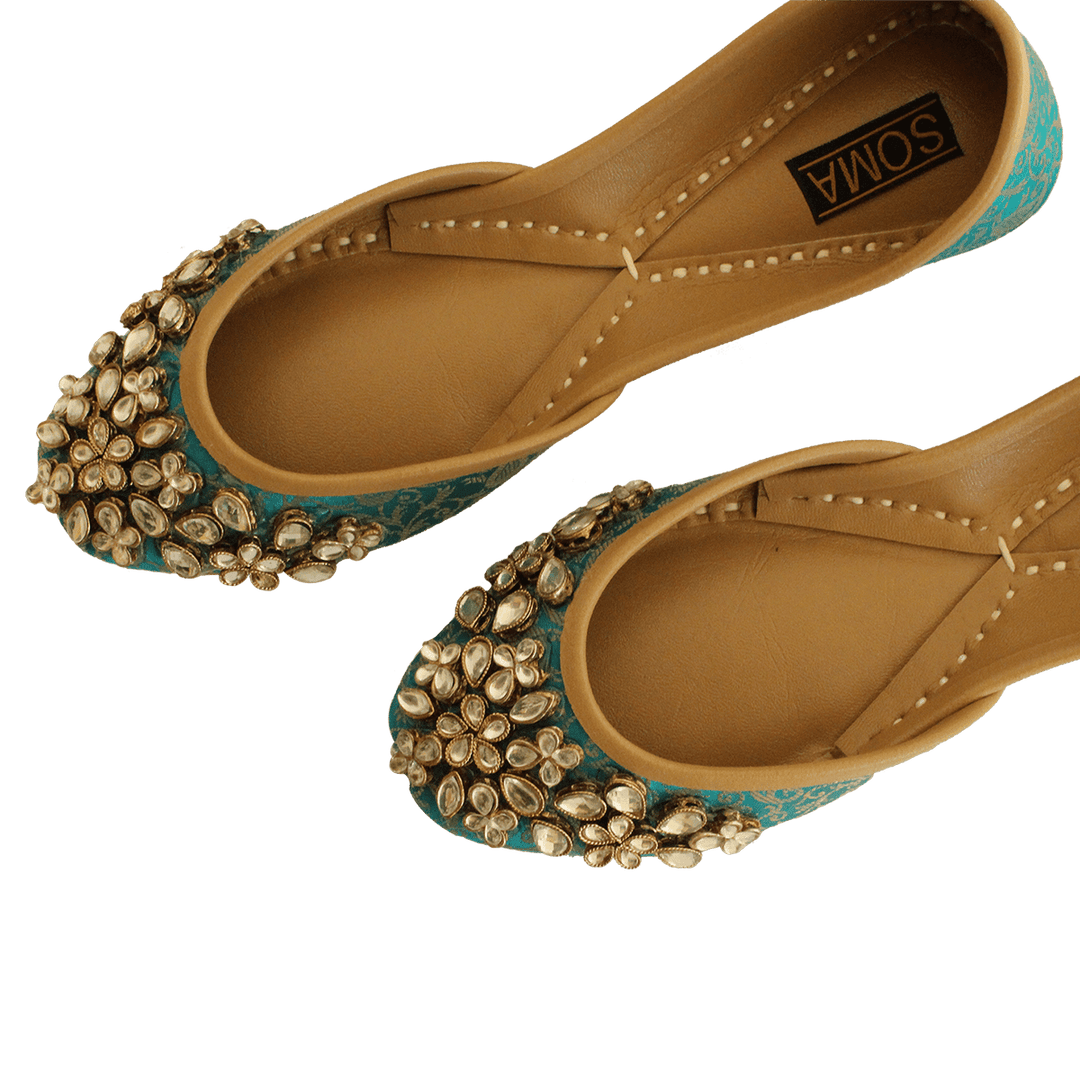 Soma - Kundan Green Hand Crafted Footwear