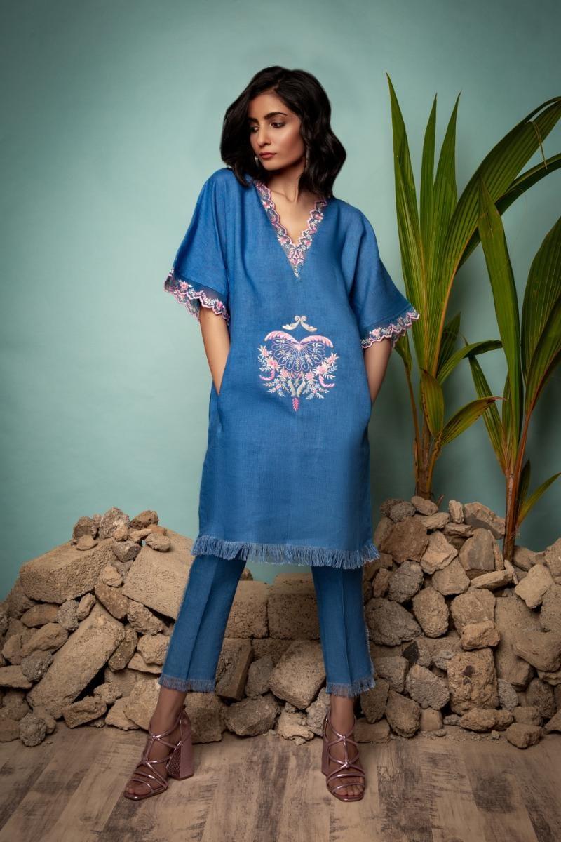 Sanam Chaudhri - Blue Irish Cotton 2 Piece - Studio by TCS