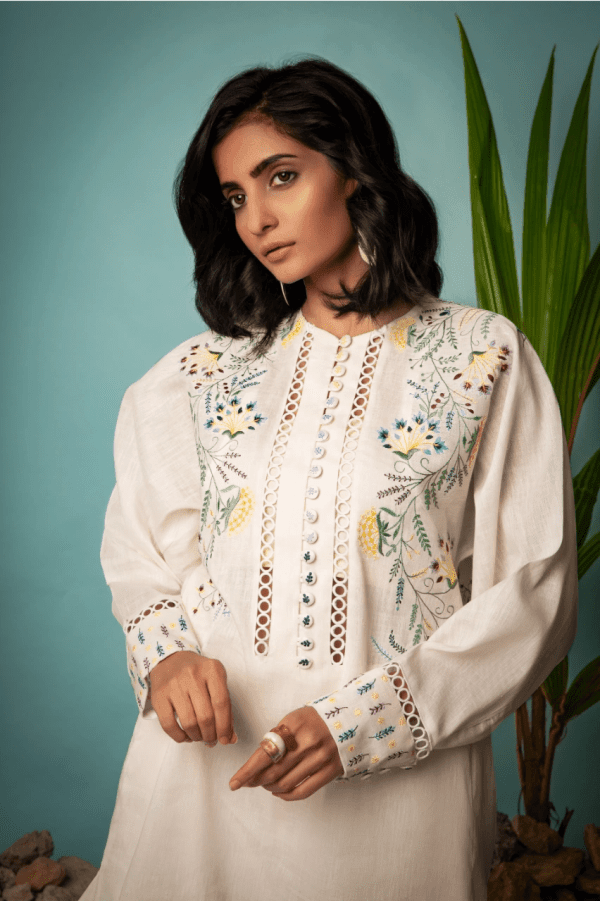 Sanam Chaudhri - White Irish Cotton 2 Piece - Studio by TCS