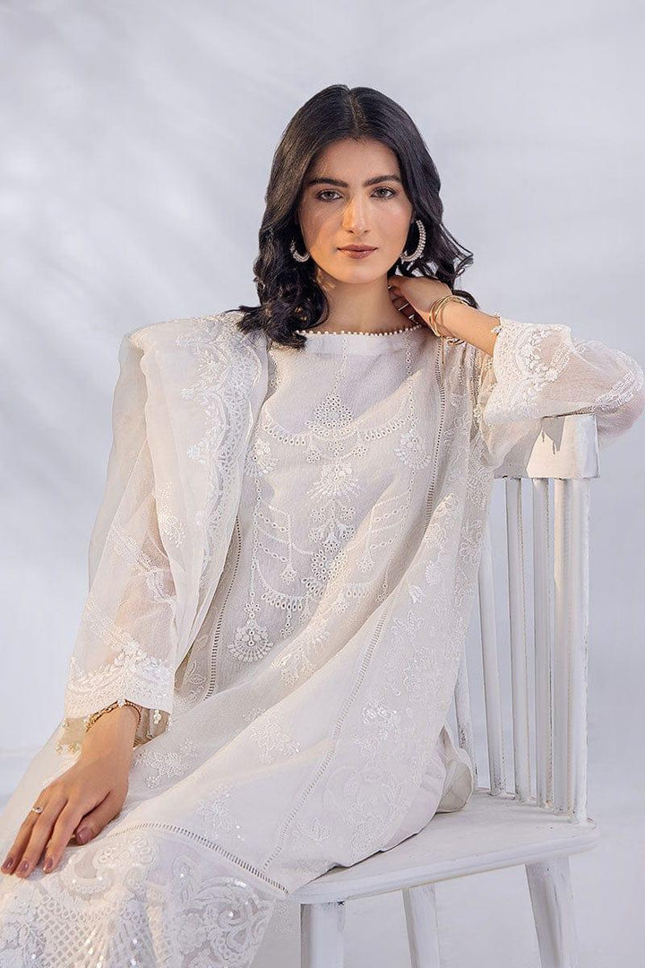 Malook - Ada - White - Khaddi Net Silk - 3 Piece - Studio by TCS