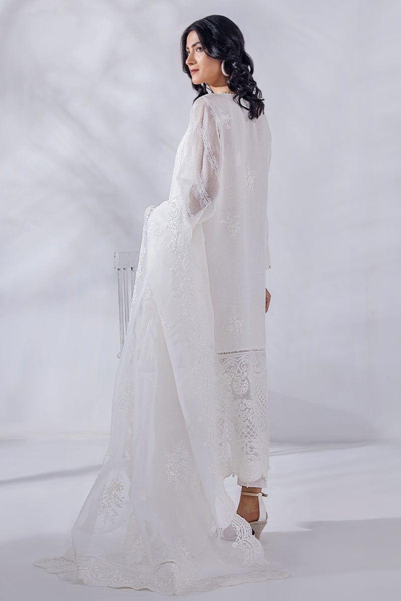 Malook - Ada - White - Khaddi Net Silk - 3 Piece - Studio by TCS