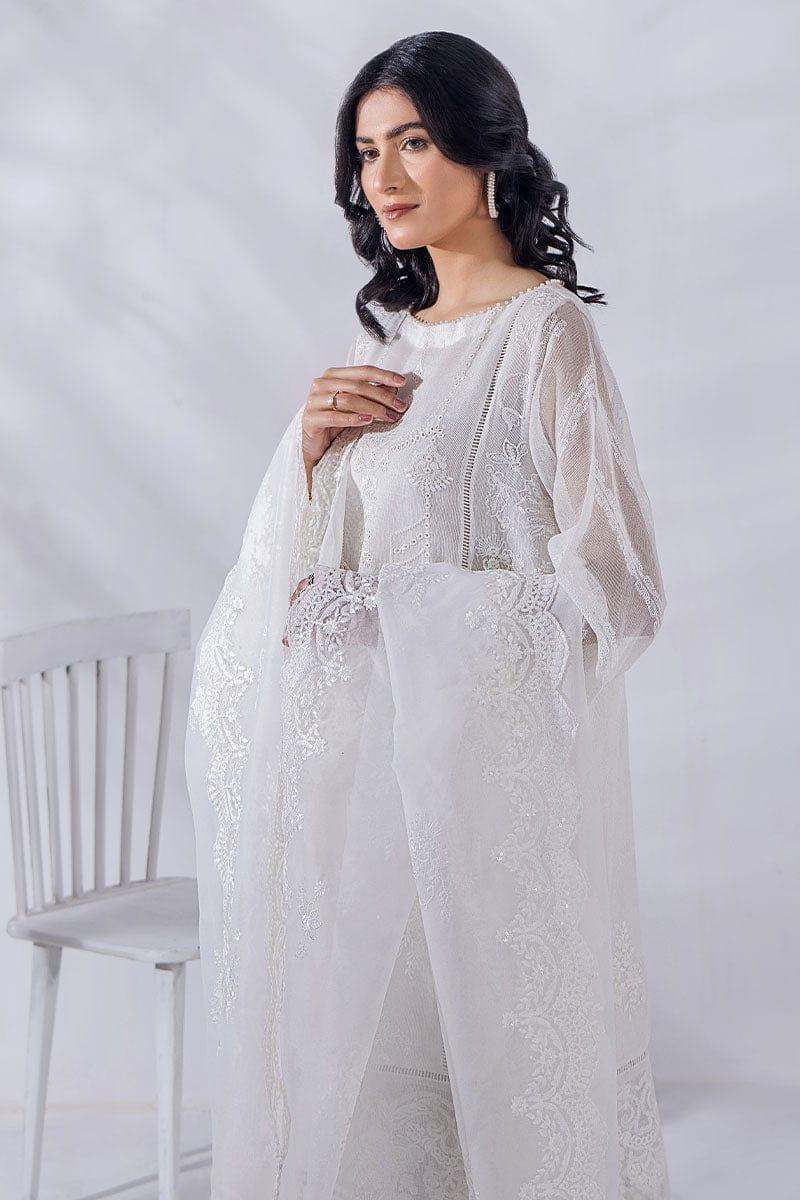 Malook - Ada - White - Khaddi Net Silk - 3 Piece - Studio by TCS