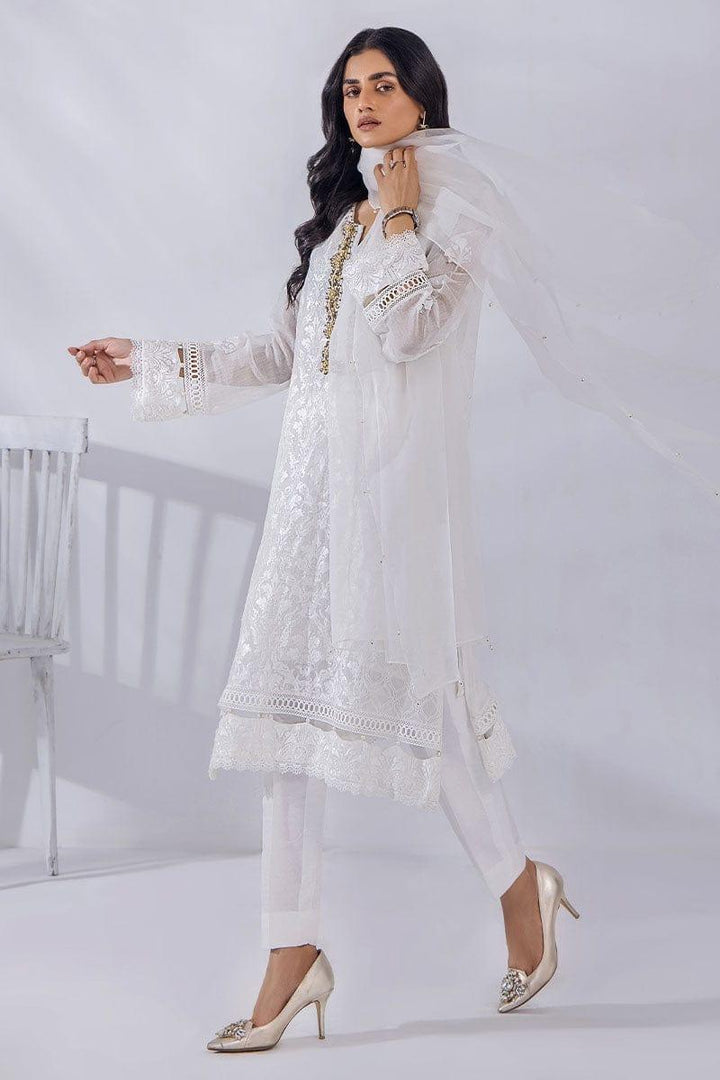 Malook - Swan - White - Khaddi Net Silk - 2 Piece - Studio by TCS