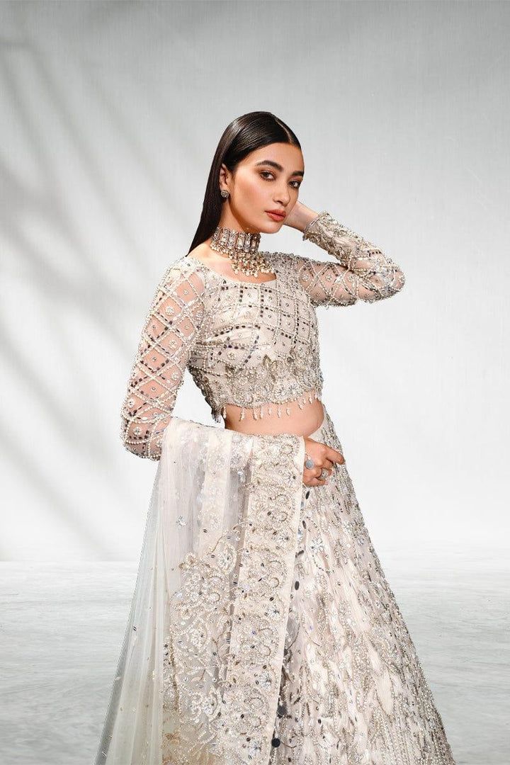 Malook - Mahtab - White - Net Choli - Lehenga - 3 Piece - Studio by TCS