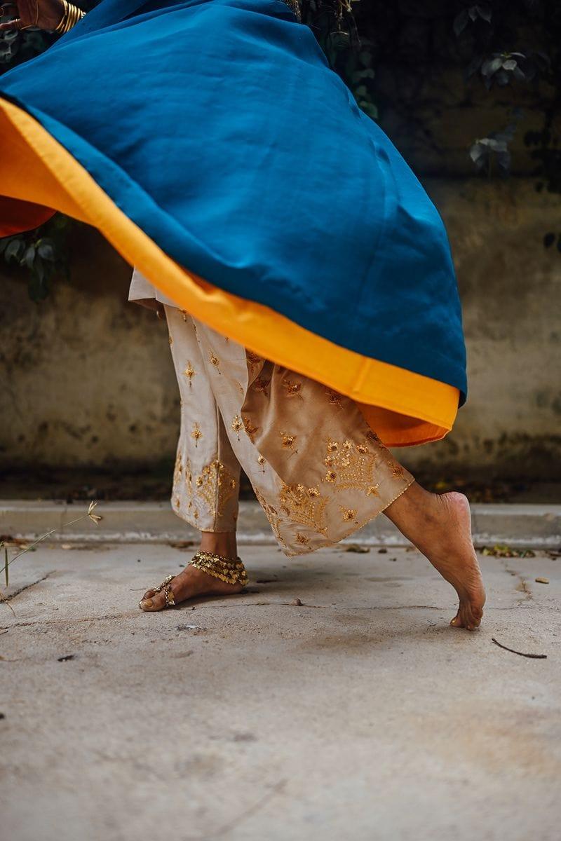 Sanam Chaudhri - Raw Silk Blue Coat with Inner Shirt and Izaar - Studio by TCS