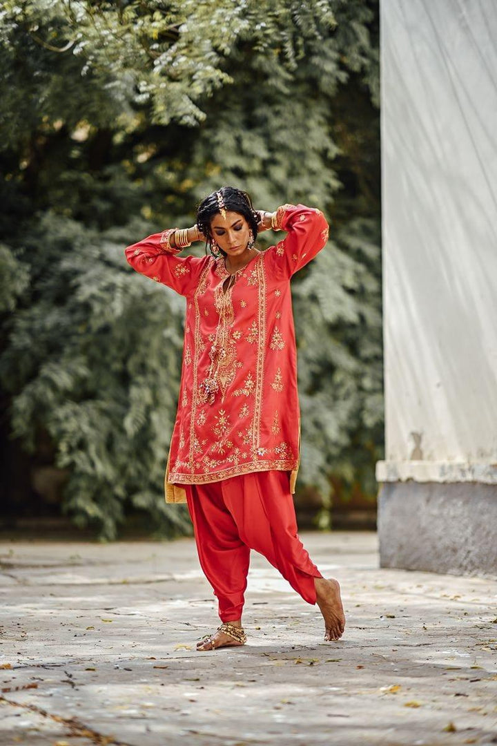 Sanam Chaudhri - Raw Silk Shirt and Dhoti Shalwar - Studio by TCS