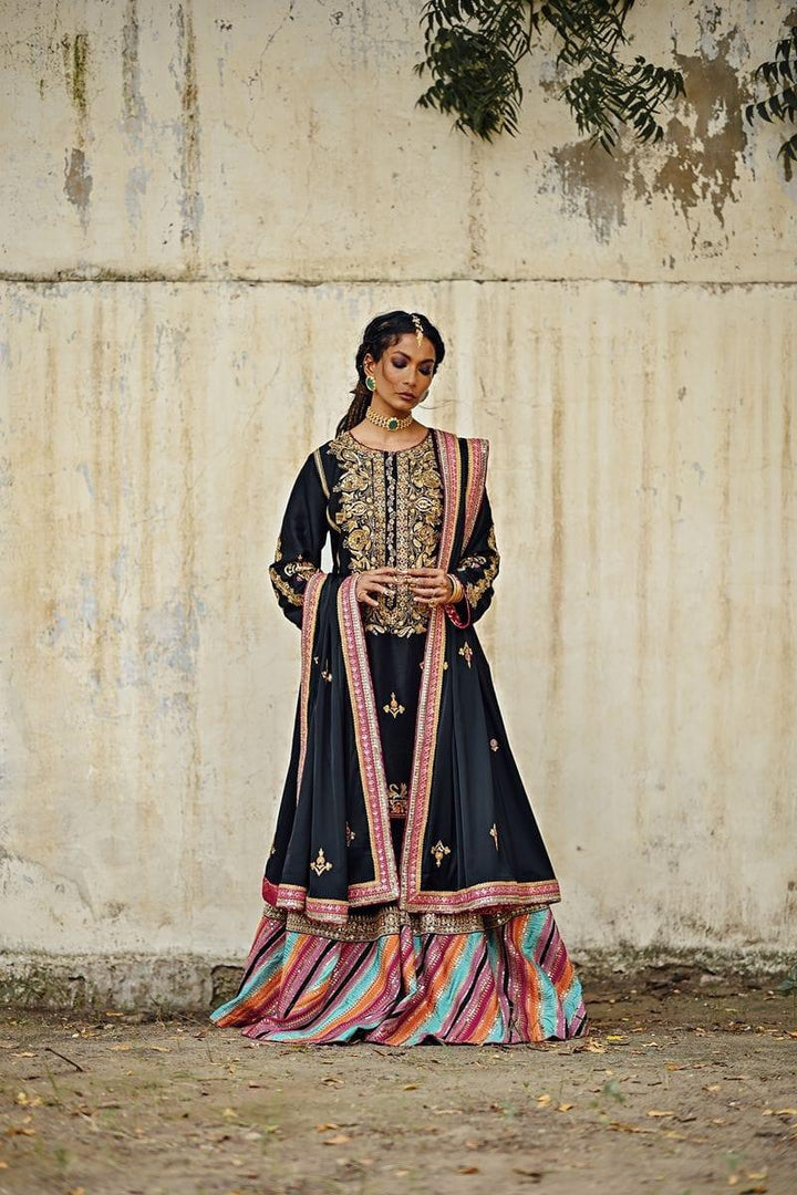 Sanam Chaudhri - Raw Silk Embroidered Shirt and Chatta Patti Gharara - Studio by TCS