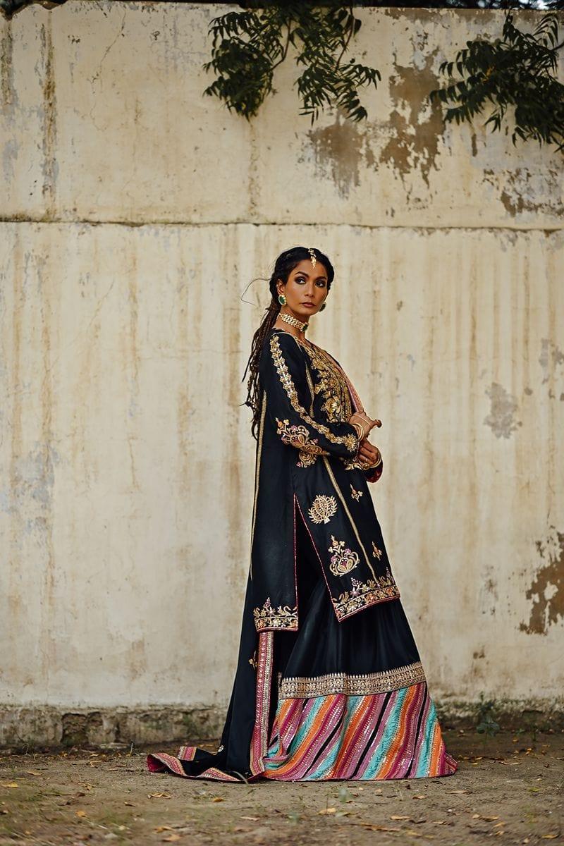 Sanam Chaudhri - Raw Silk Embroidered Shirt and Chatta Patti Gharara - Studio by TCS