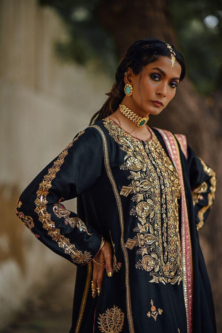 Sanam Chaudhri - Raw Silk Embroidered Shirt and Chatta Patti Gharara - Studio by TCS