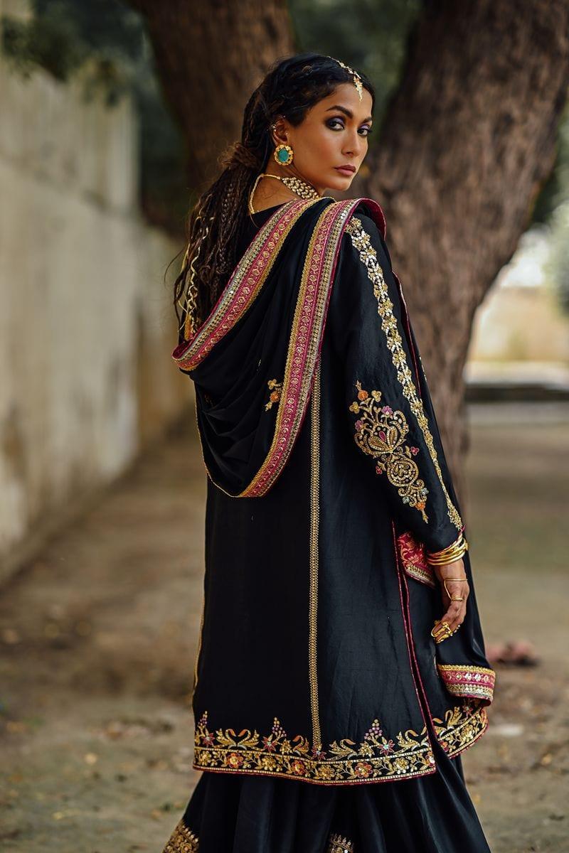 Sanam Chaudhri - Raw Silk Embroidered Shirt and Chatta Patti Gharara - Studio by TCS