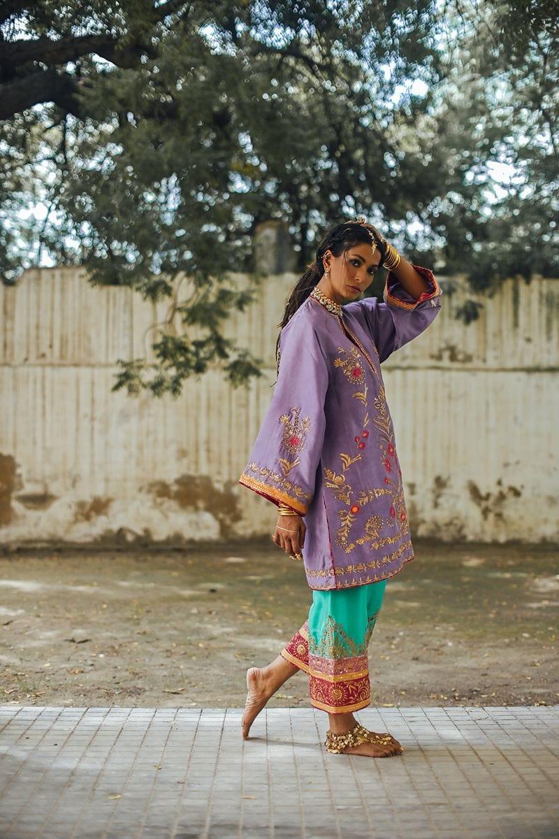 Sanam Chaudhri - Kasni Raw Silk Shirt and Izaar - Studio by TCS