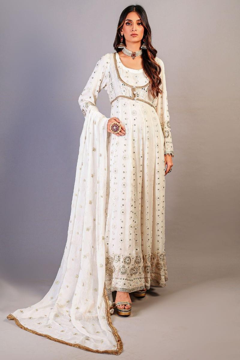 Huma Adnan - Pearl - Chiffon - White - 2 Piece - Studio by TCS