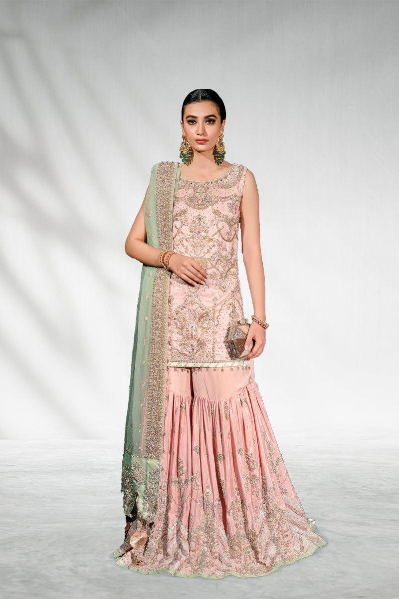 Malook - Pinaar - Powder Pink - Raw Silk Gharara - 3 Piece - Studio by TCS