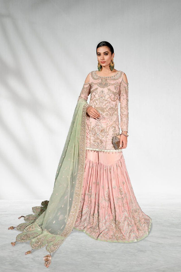 Malook - Pinaar - Powder Pink - Raw Silk Gharara - 3 Piece - Studio by TCS