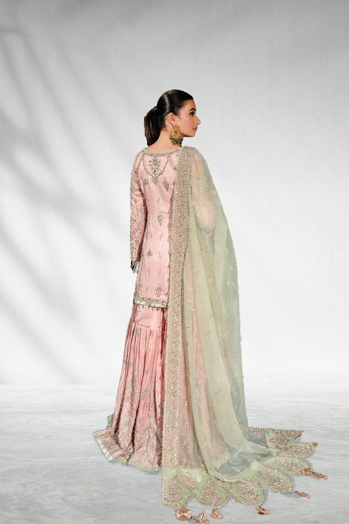 Malook - Pinaar - Powder Pink - Raw Silk Gharara - 3 Piece - Studio by TCS