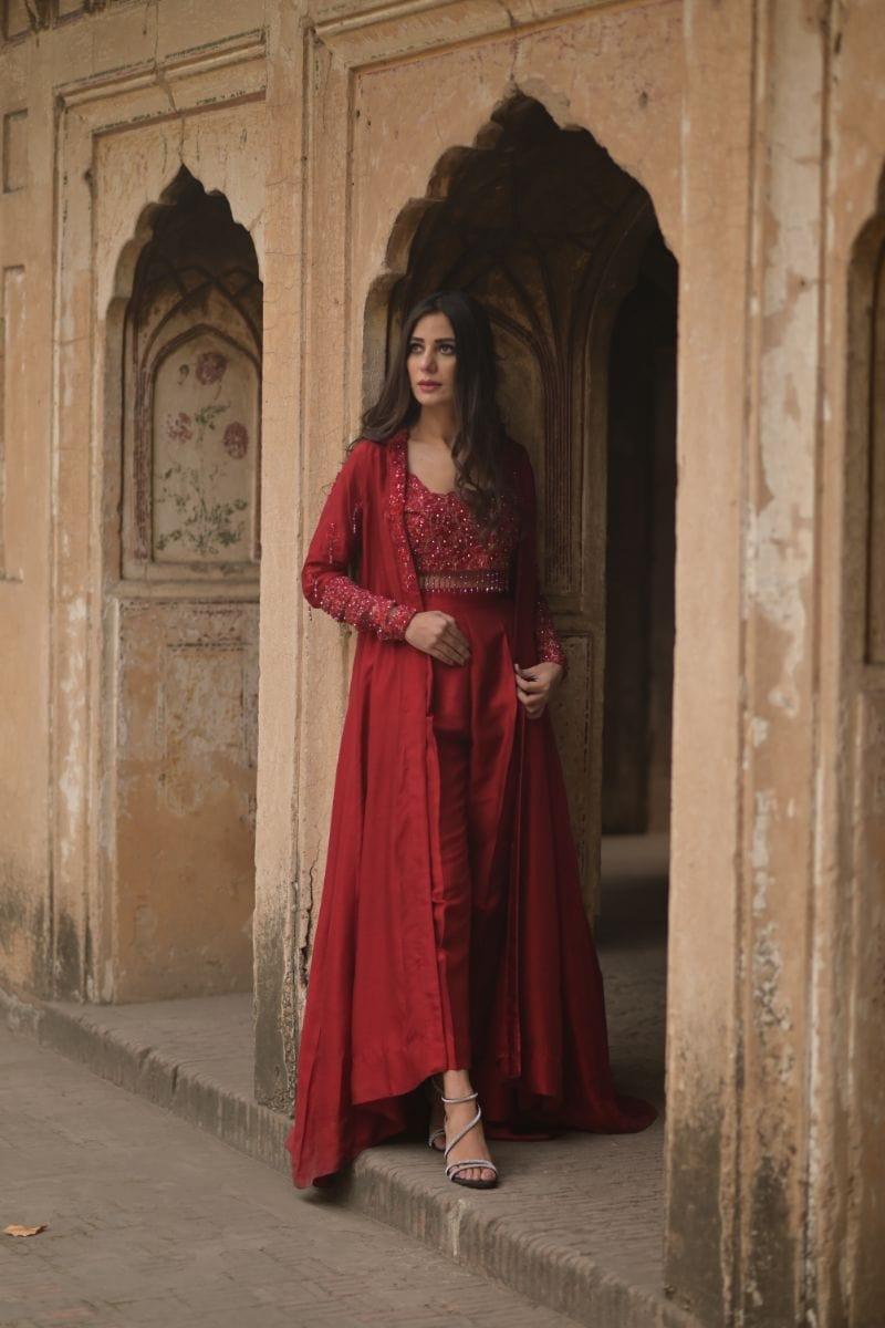 Wabi Sabi By Zehra - Mushq - E - Gulab - Scarlet - Korean Silk - 2 Piece - Studio by TCS