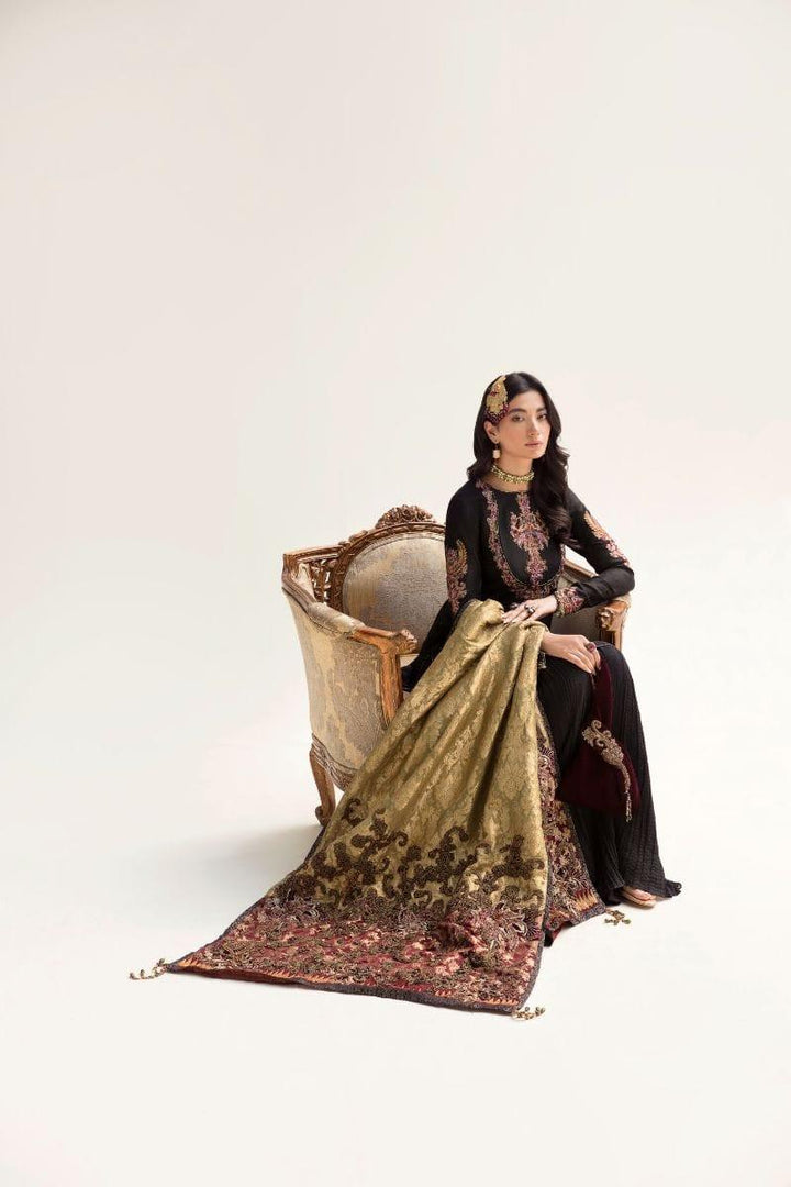 Nilofer Shahid - Self Cotton Shirt & Silk Pants with Pure Khimkhaab Shawl - 3 Piece - Studio by TCS