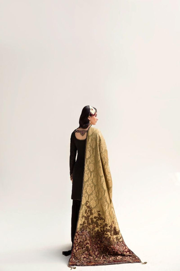 Nilofer Shahid - Self Cotton Shirt & Silk Pants with Pure Khimkhaab Shawl - 3 Piece - Studio by TCS