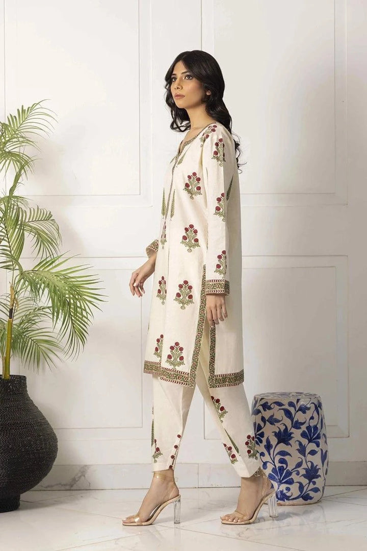 Shehrnaz - SHK-1032 - Off White - Block Print - 2 Piece - Studio by TCS