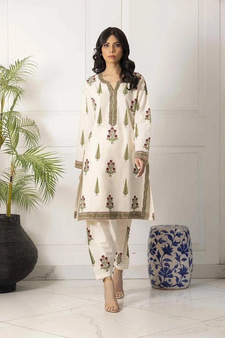 Shehrnaz - SHK-1032 - Off White - Block Print - 2 Piece - Studio by TCS