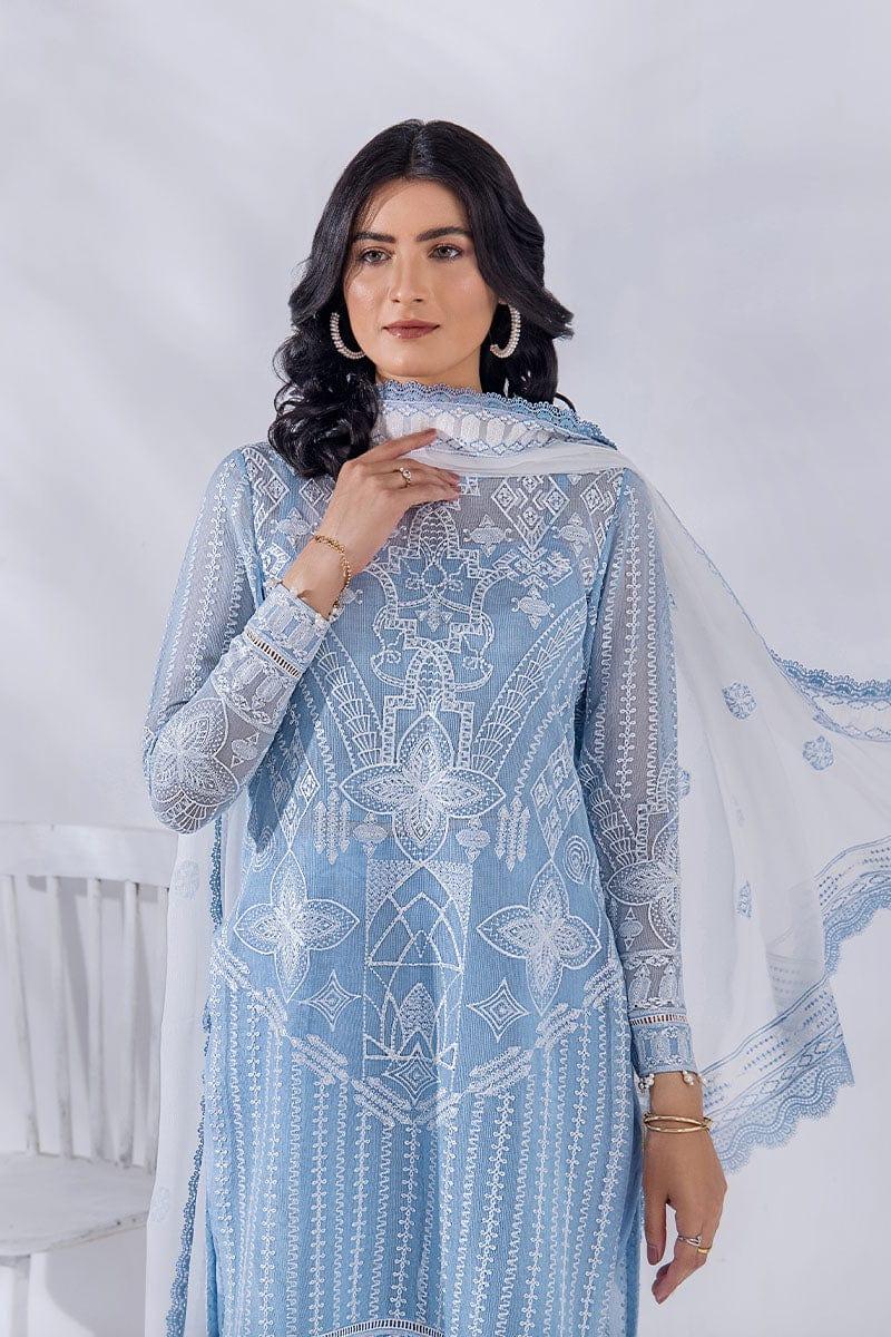 Malook - Anira - Sky Blue - Khaddi Net - Embroidered - 3 Piece - Unstitched - Studio by TCS