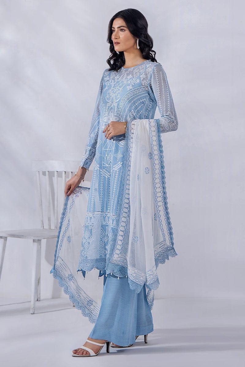 Malook - Anira - Sky Blue - Khaddi Net - Embroidered - 3 Piece - Unstitched - Studio by TCS