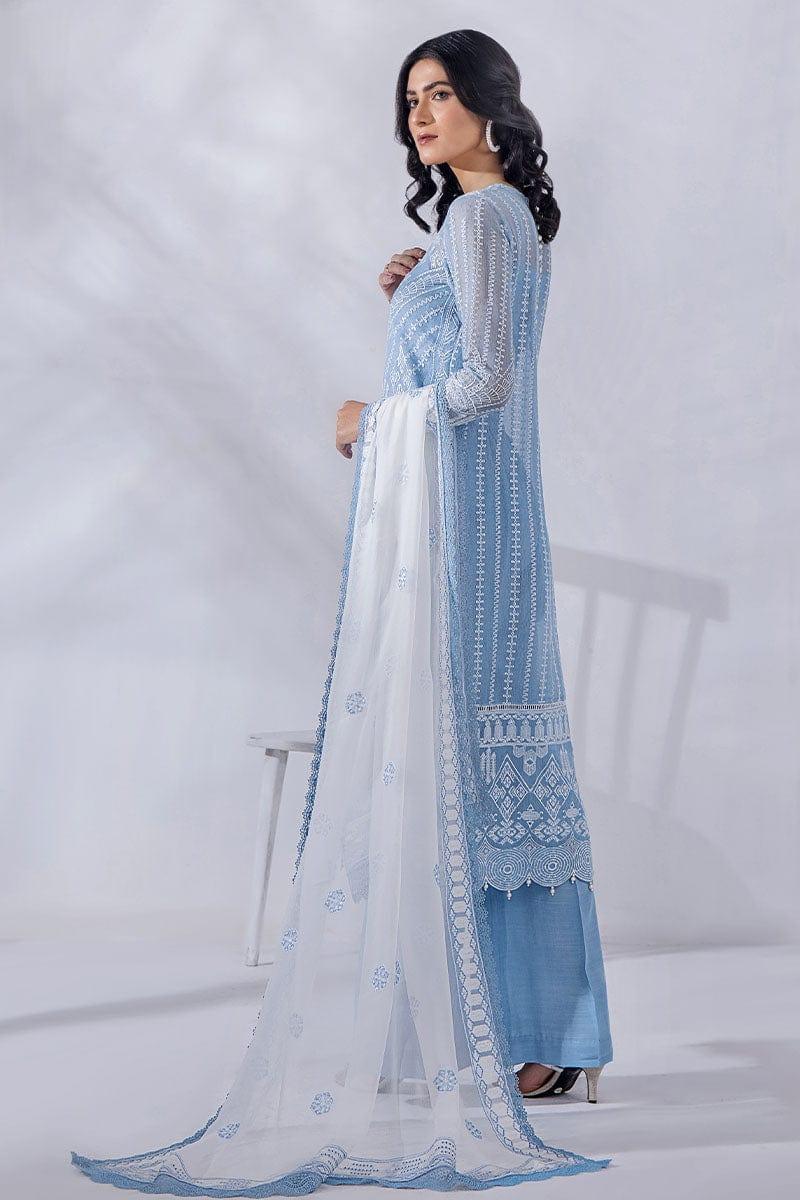 Malook - Anira - Sky Blue - Khaddi Net - Embroidered - 3 Piece - Unstitched - Studio by TCS