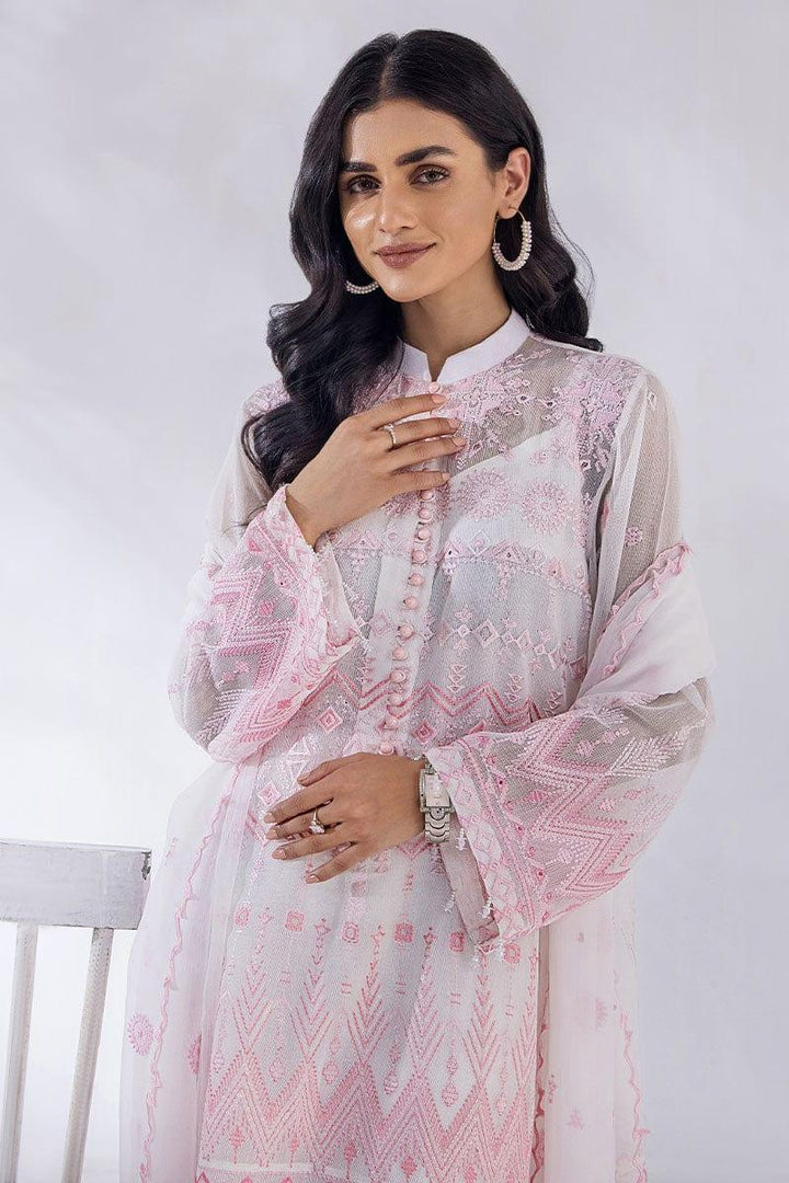 Malook - Arya - Pink & White - Khaddi Net - Embroidered - 3 Piece - Unstitched - Studio by TCS