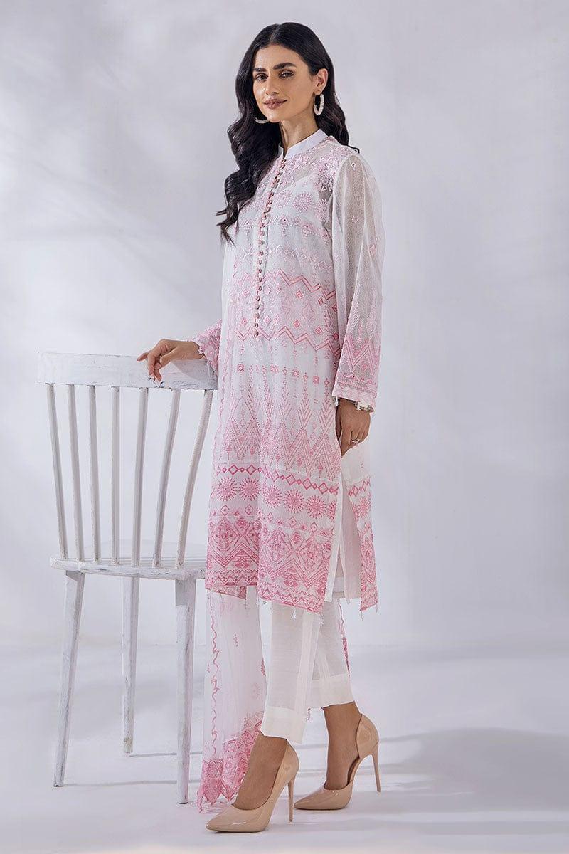 Malook - Arya - Pink & White - Khaddi Net - Embroidered - 3 Piece - Unstitched - Studio by TCS