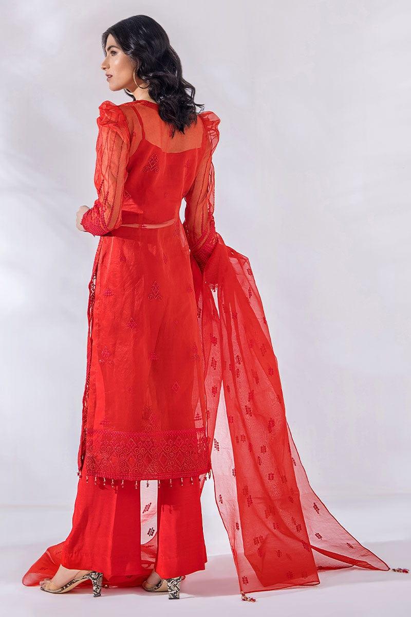 Malook - Samara - Red - Organza - Embroidered - 3 Piece - Unstitched - Studio by TCS