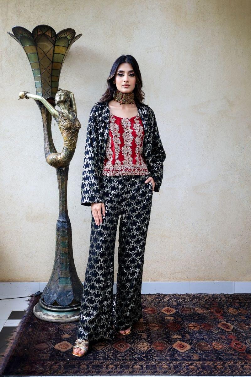 Huma Adnan - Sikara - Chiffon - Black - 2 Piece - Studio by TCS