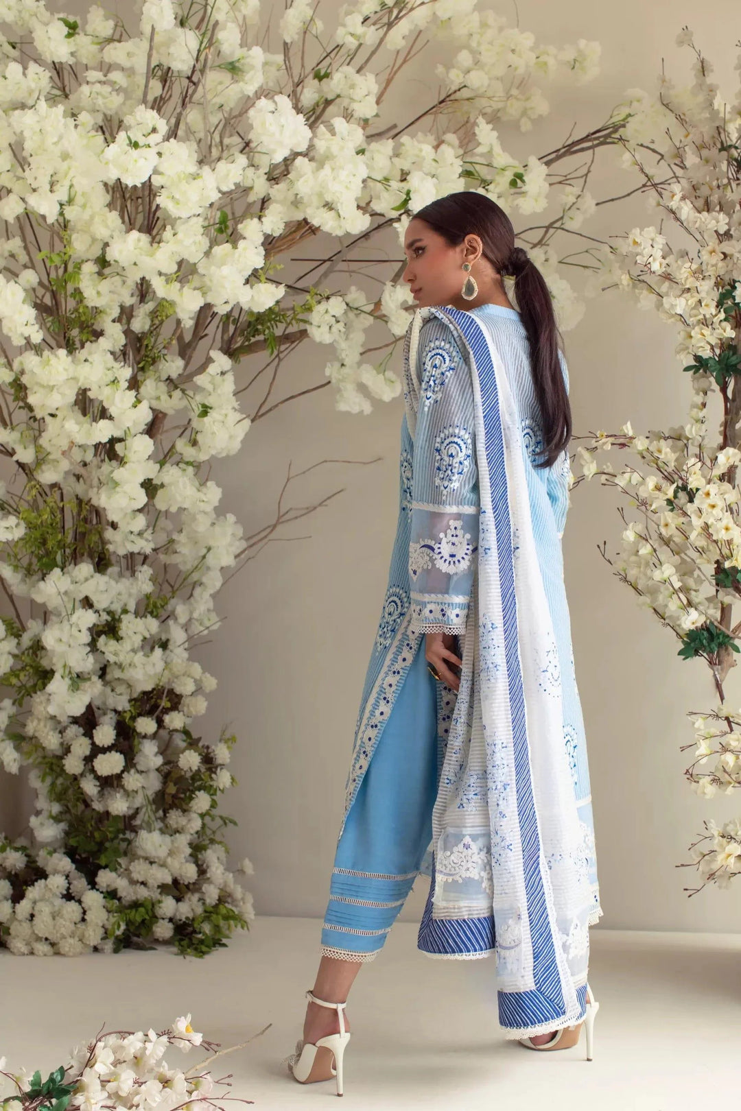 Shehrnaz - SHK-969 - Light Blue - Khaadi Net - 3 Piece - Studio by TCS