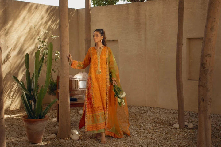 Shehrnaz - Yellow & Orange Block Printed Kaftan With Gotaa Work Paired With Block Printed Azaar – SHK-1069 - Studio by TCS