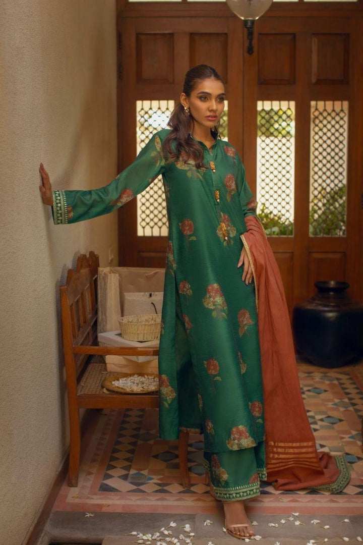 Shehrnaz - Green Digitally Printed Long Shirt - SHK-1072 - Studio by TCS