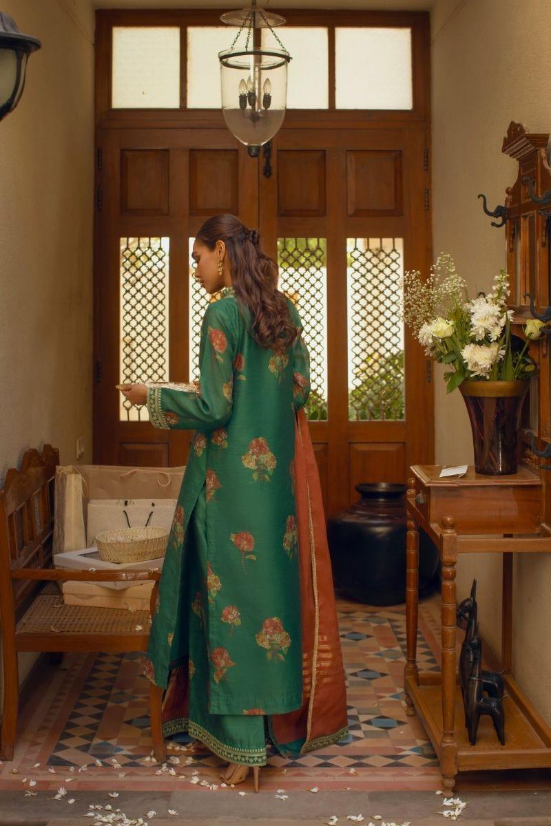 Shehrnaz - Green Digitally Printed Long Shirt - SHK-1072 - Studio by TCS