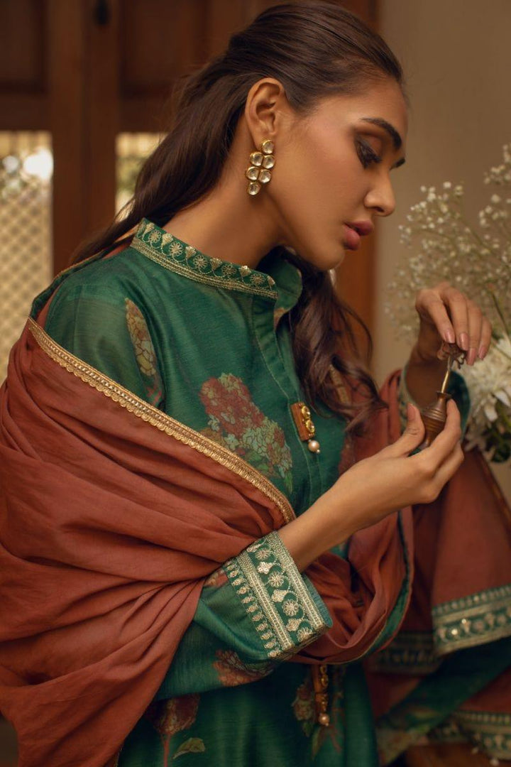 Shehrnaz - Green Digitally Printed Long Shirt - SHK-1072 - Studio by TCS