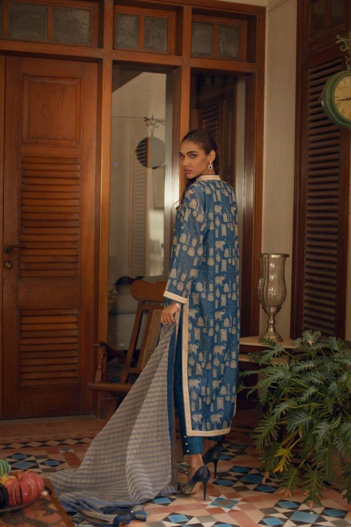 Shehrnaz - Blue Digitally Print long Shirt - SHK-1071 - Studio by TCS