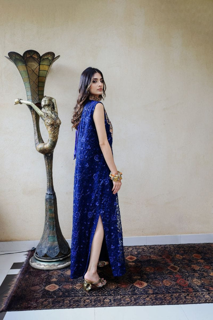 Huma Adnan - Zaiba - Embroidered Net - Blue - 1 Piece - Studio by TCS