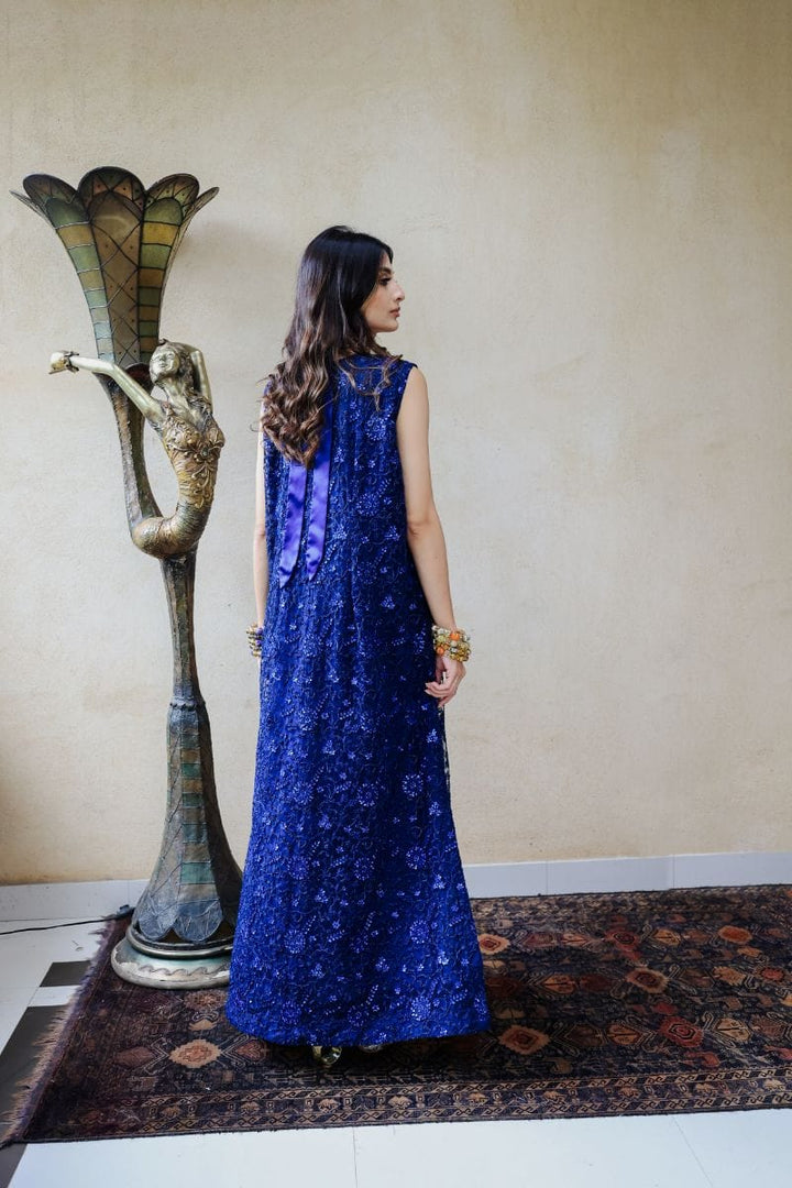 Huma Adnan - Zaiba - Embroidered Net - Blue - 1 Piece - Studio by TCS