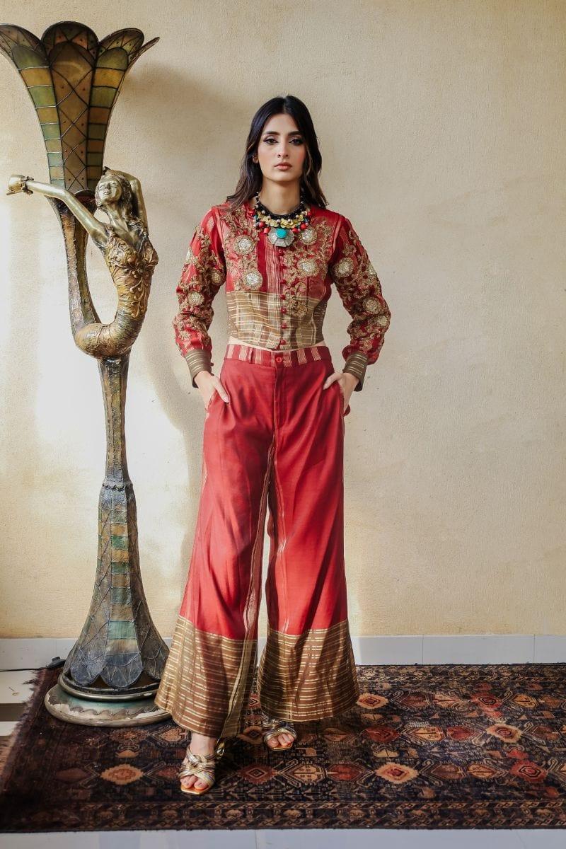 Huma Adnan - Zefrino - Cotton - Maroon - 2 Piece - Studio by TCS