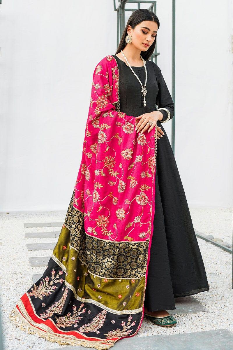 Malook - Iris - Black - Embroidered Raw Silk -3 Piece - Studio by TCS