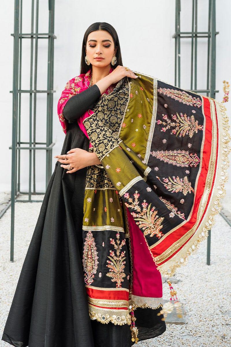 Malook - Iris - Black - Embroidered Raw Silk -3 Piece - Studio by TCS