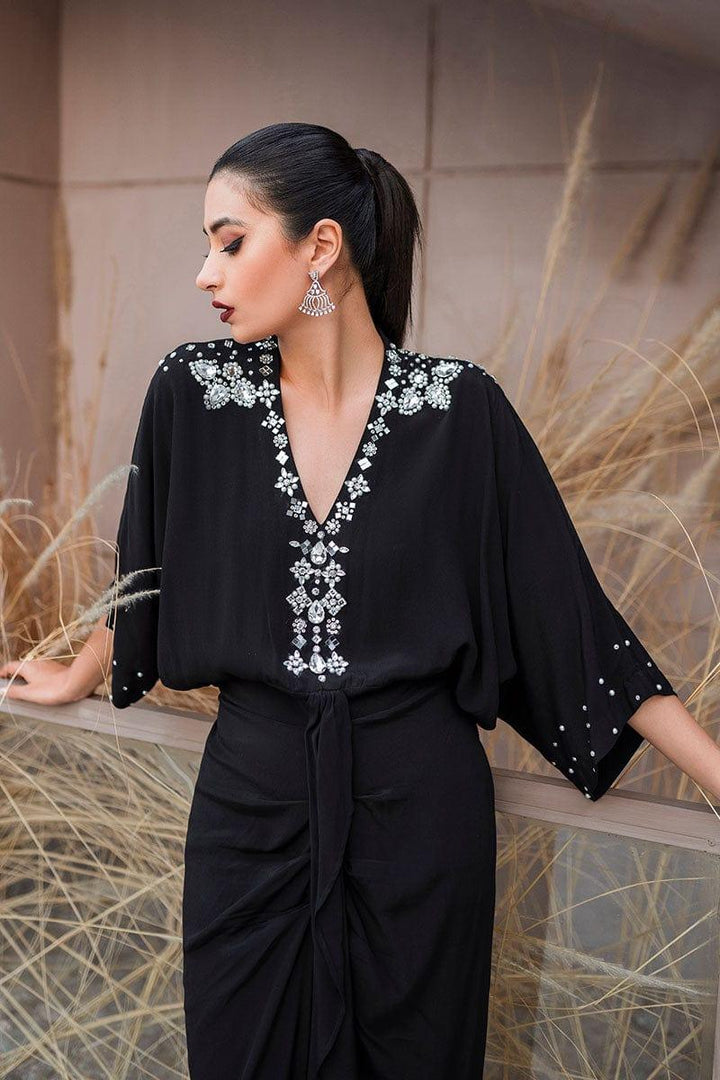 Malook - Elmas - Black - Embroidered Silk - 2 Piece - Studio by TCS